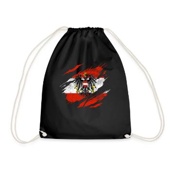 Drapeau autrichien avec armoiries aigles - Sac de sport léger - noir - Devant