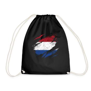 Netherlands Flag - Drawstring Bag - black - Front