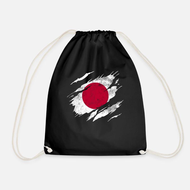 Japan Flag - Drawstring Bag - black