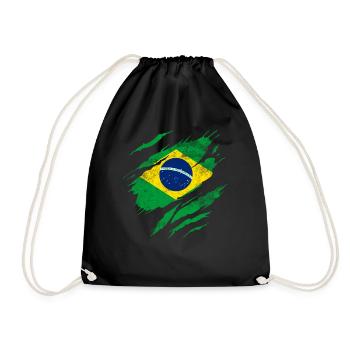 Brasilien Flagge - Turnbeutel - Schwarz - Vorne