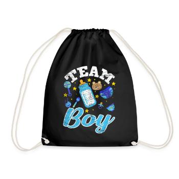 Team Boy Gender Reveal Baby Party - Drawstring Bag - black - Front