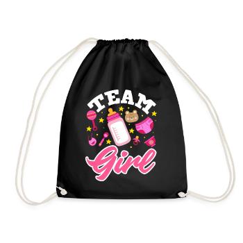 Team Girl Gender Reveal Baby Party - Drawstring Bag - black - Front