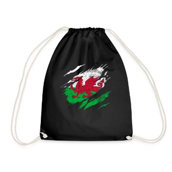 Wales Flag - Drawstring Bag - black - Front