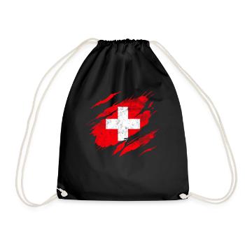 Schweiz Flagge - Turnbeutel - Schwarz - Vorne