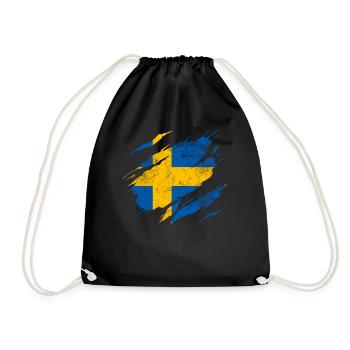 Schweden Flagge - Turnbeutel - Schwarz - Vorne