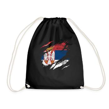 Serbia flag coat - Drawstring Bag - black - Front