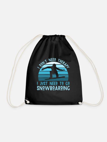 Snowboarding Therapy - Snowboarder - Drawstring Bag - black