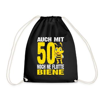 Auch Mit 50 Noch Ne Flotte Biene - 50. Geburtstag - Turnbeutel - Schwarz - Vorne