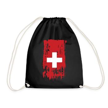 Switzerland Switzerland Switzerland - Drawstring Bag - black - Front