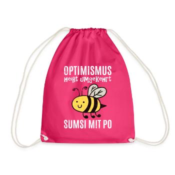 Lustiger Bienen Spruch - Turnbeutel - Fuchsia - Vorne