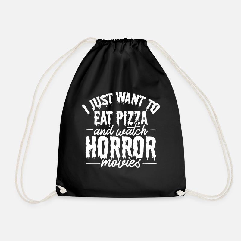 Pizza horror films - Drawstring Bag - black