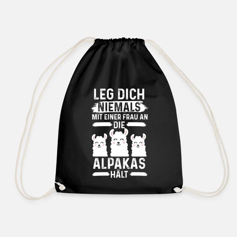 Alpaka Lama Lustige Sprüche - Turnbeutel - Schwarz