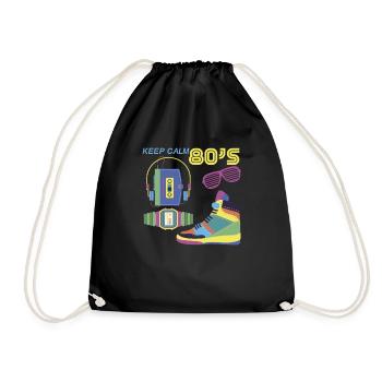 80s 80s fashion 80s outfit 80s - Drawstring Bag - black - Front