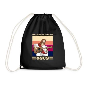 My favorite Chord is Gsus Jesus Gitarre Geschenk - Turnbeutel - Schwarz - Vorne