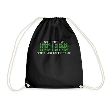Binary code programmer informatics binary - Drawstring Bag - black - Front