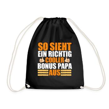 Bonus Papa Stiefvater Lustige Sprüche Geschenk - Turnbeutel - Schwarz - Vorne