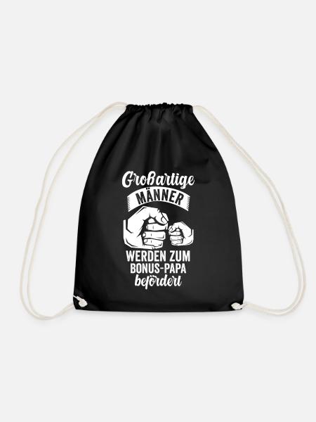 Bonus Papa Stiefvater Stiefpapa Geschenk - Turnbeutel - Schwarz