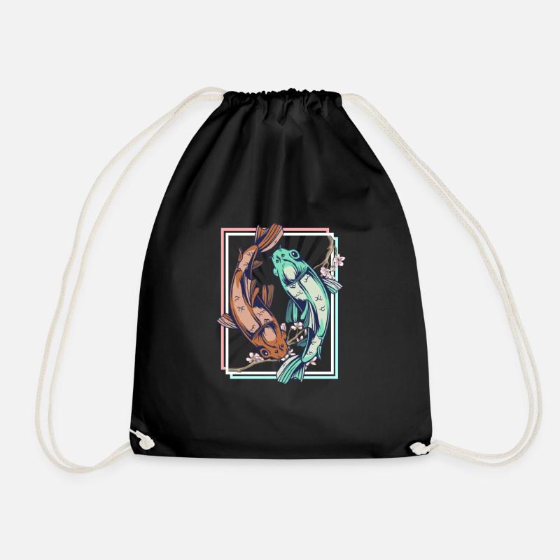 Koi koi fish Japan - Drawstring Bag - black
