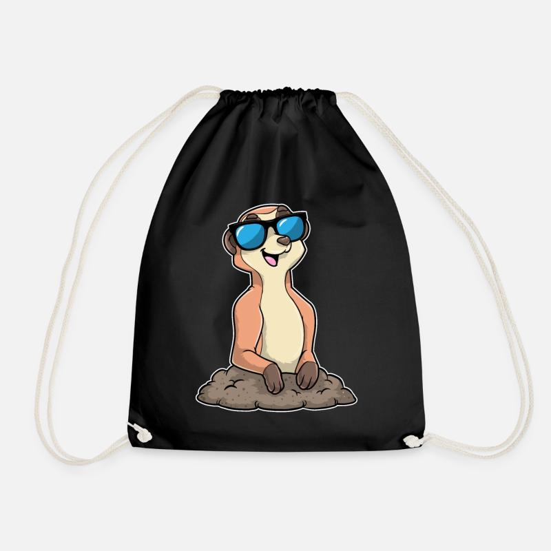 Erdmännchen mit Brille - Turnbeutel - Schwarz