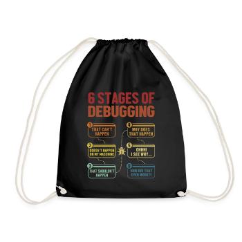 6 Stages of Debugging Full Stack Coder Software - Drawstring Bag - black - Front