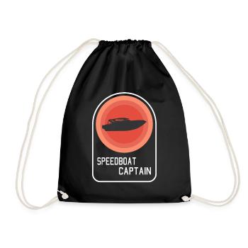 Retro Speedboat Gift Idea - Drawstring Bag - black - Front