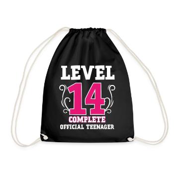 14. Geburtstag 14 Jahre Teenager Geschenk Mädchen - Turnbeutel - Schwarz - Vorne