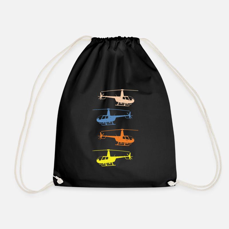 R44 helicopter helicopter flight instructor student pilots - Drawstring Bag - black