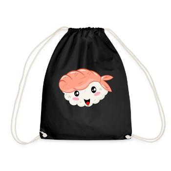 Nigiri-Sushi Kawaii Sushi with Shrimps - Drawstring Bag - black - Front