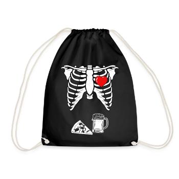 Skeleton Pregnancy Pizza Beer Xray - Drawstring Bag - black - Front