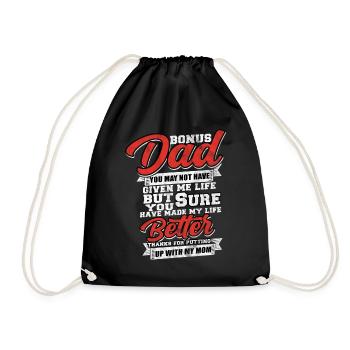 Stiefvater Bonuspapa Familie Geschenk - Turnbeutel - Schwarz - Vorne