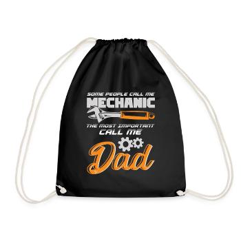 Mechanic Dad Auto Mechanic Father Gift - Drawstring Bag - black - Front