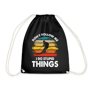 Skier skiing sport skiing ski gift - Drawstring Bag - black - Front