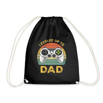 Leveled Up To Daddy Pregnancy Announcement Gift - Turnbeutel - Schwarz - Vorne