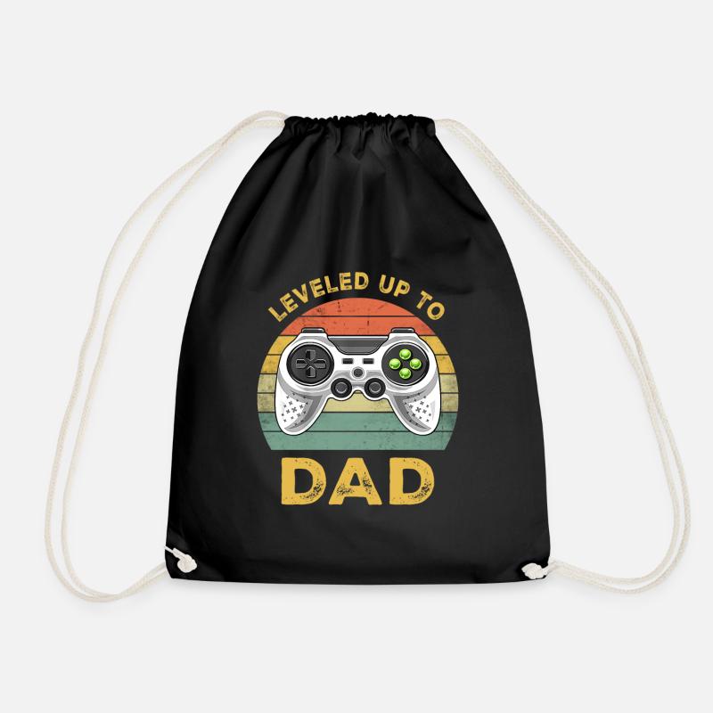 Leveled Up To Daddy Pregnancy Announcement Gift - Turnbeutel - Schwarz