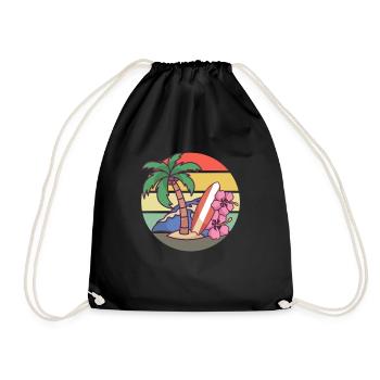 Surf Holiday Surf Camp Surf Course Roadtrip Surfergirl - Drawstring Bag - black - Front