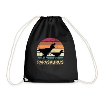 Papa Dino Vatertag Retro Papasaurus Geschenk - Turnbeutel - Schwarz - Vorne