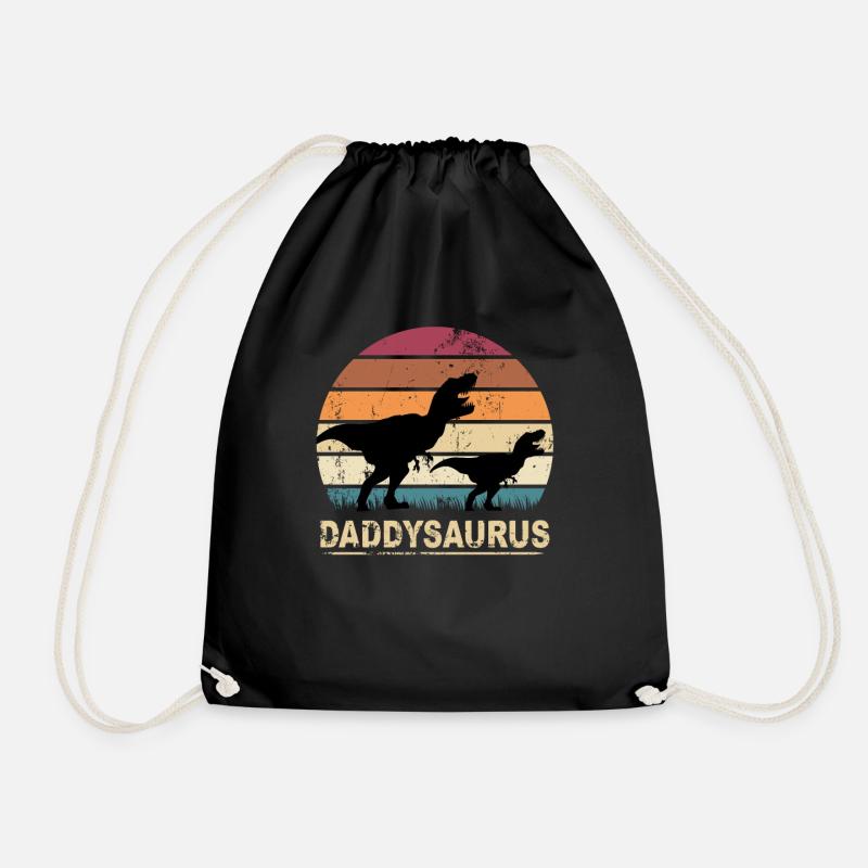 Daddysaurus Papa Dino Retro Vatertag Geschenk - Turnbeutel - Schwarz