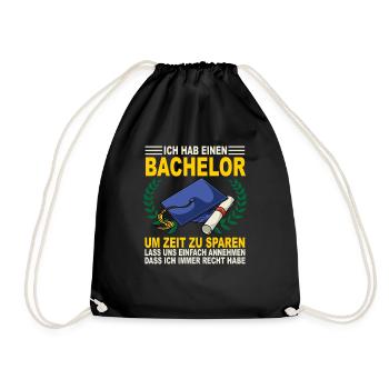 Lustiges Geschenk für den Bachelor Abschluss - - Turnbeutel - Schwarz - Vorne