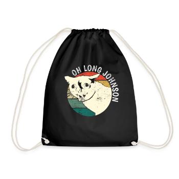 Oh Long Johnson Cat Retro Vintage Gift - Drawstring Bag - black - Front