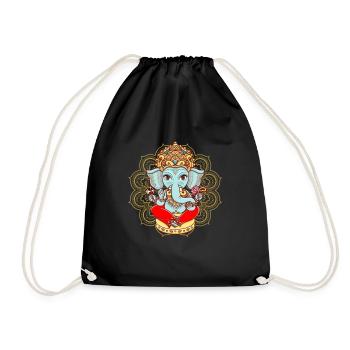 Ganesha Mandala Hindu God Hinduism Yoga - Drawstring Bag - black - Front