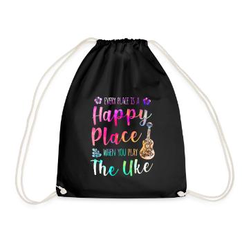 Chaque endroit est un endroit heureux Joueur de ukulélé Hawaii - Sac de sport léger - noir - Devant