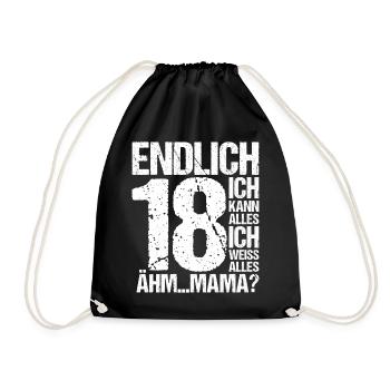 Endlich 18. Geburtstag Ich Kann Alles 18 Jahre - Turnbeutel - Schwarz - Vorne