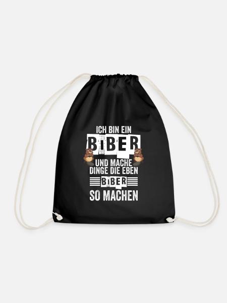 Biber Nagetier Biberliebhaber Geschenk - Turnbeutel - Schwarz