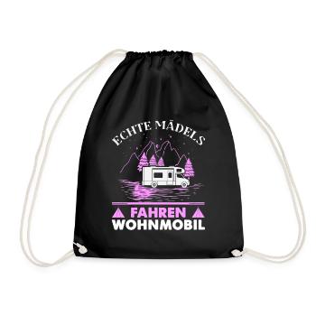 Wohnmobil Wohnwagen Camper Spruch Mädchen Damen - Turnbeutel - Schwarz - Vorne