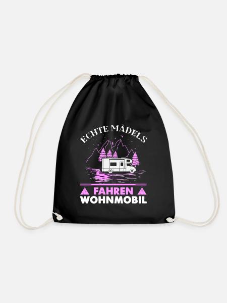 Wohnmobil Wohnwagen Camper Spruch Mädchen Damen - Turnbeutel - Schwarz