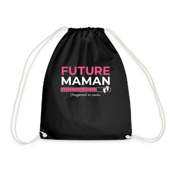 Femme Enceinte Grossesse Future Maman Cadeau - Drawstring Bag - black - Front