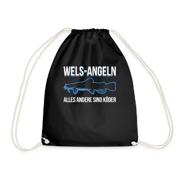 Wels Angeln, alles andere sind Köder - Turnbeutel - Schwarz - Vorne