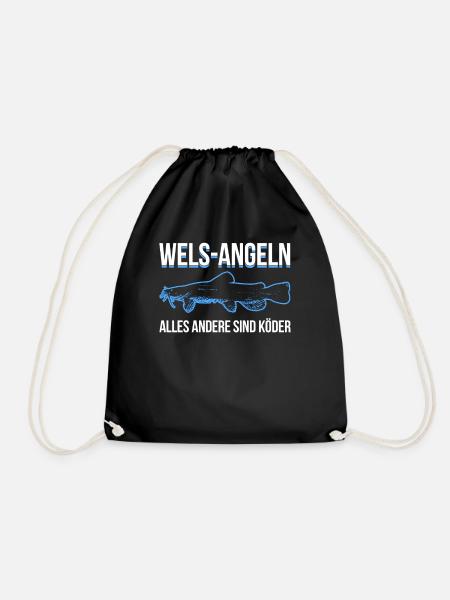 Wels Angeln, alles andere sind Köder - Turnbeutel - Schwarz