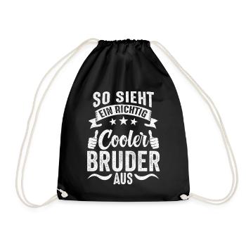 So Sieht Ein Richtig Cooler Bruder Aus Geschenk - Turnbeutel - Schwarz - Vorne