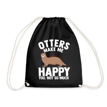 Otter river otter marten animal welfare ferret luck - Drawstring Bag - black - Front